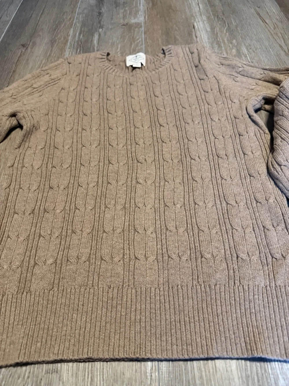 St. John's Bay Taupe Cable Knit Crewneck Sweater
